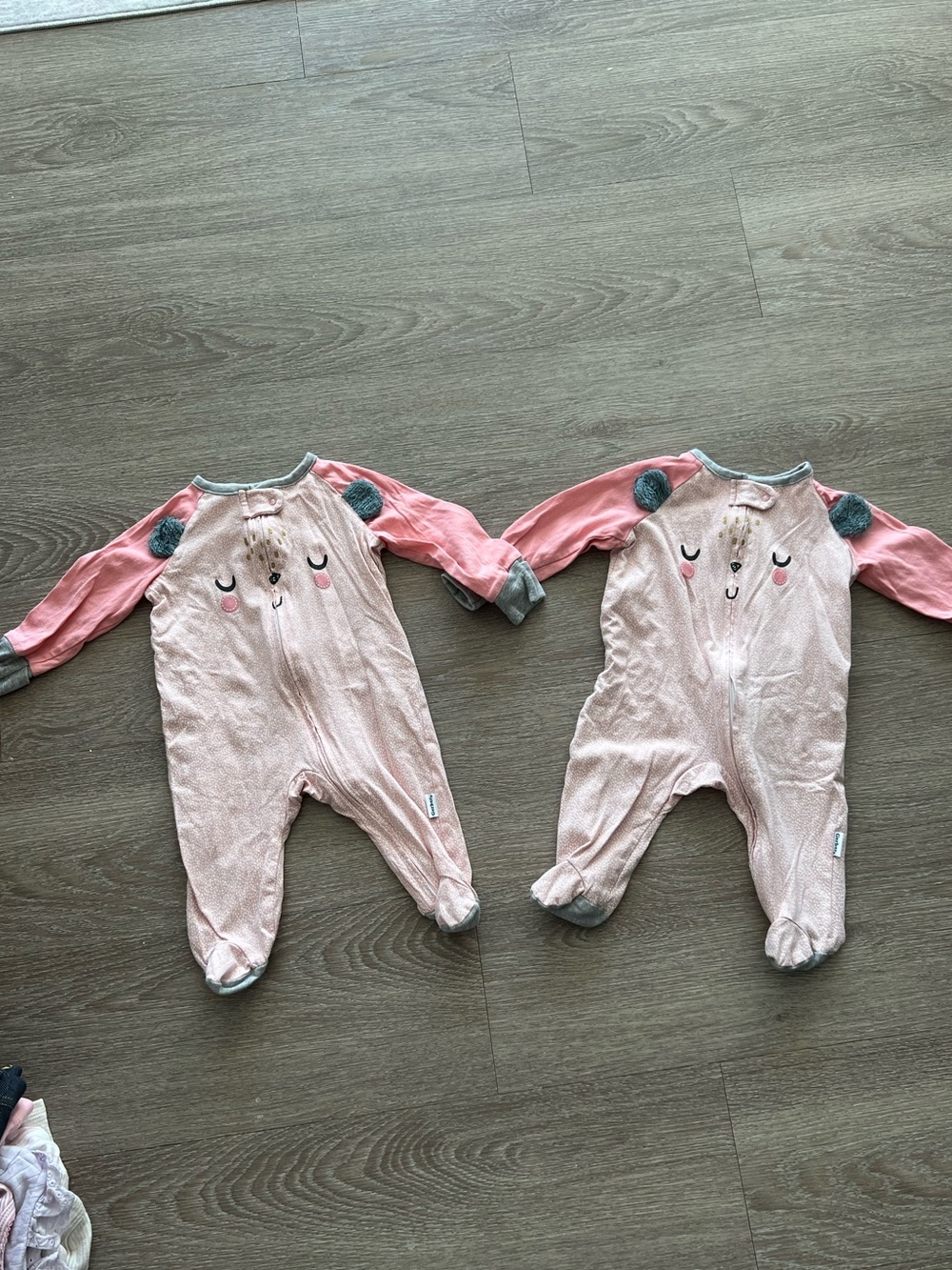 Gerber Pink and Gray Baby Footed One-Piece Sleeper - Matching